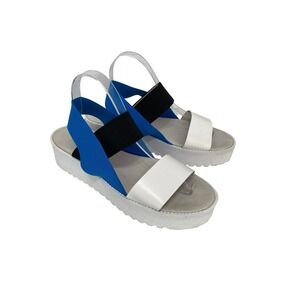 Sixtyseven Platform Sandals Womens 40 Blue Black White Colorblock Flatform Spain